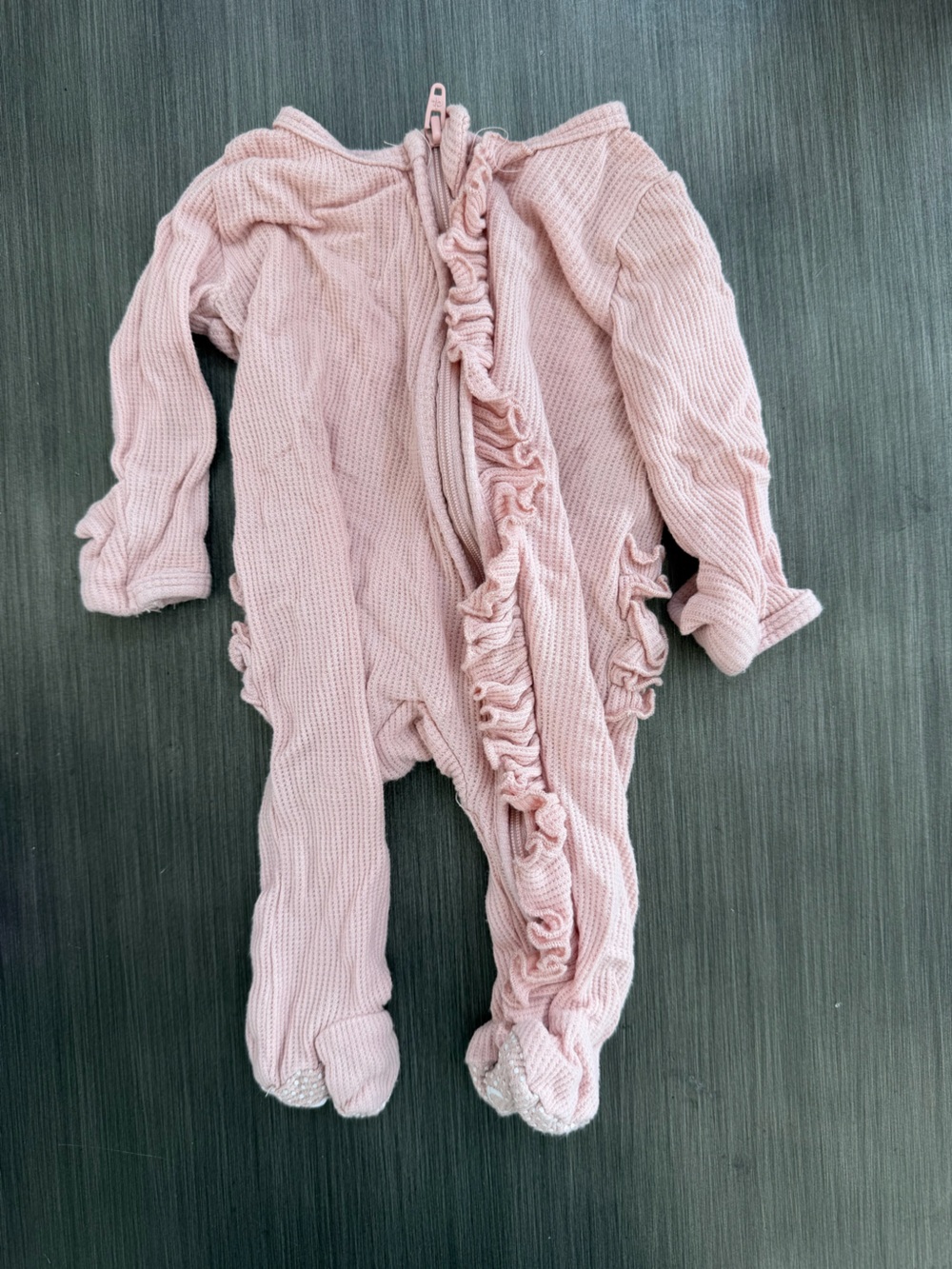 Caden Lane Pink Ruffle-Trim bamboo Footed Pajamas